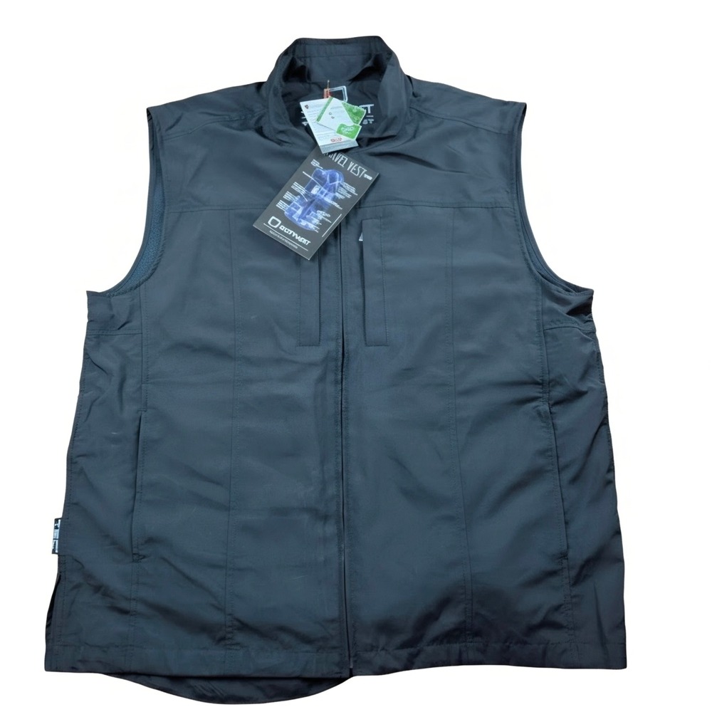 SCOTTeVEST Men Travel Vest XL Black Multi-Pocket Utility Tech Jacket NWT